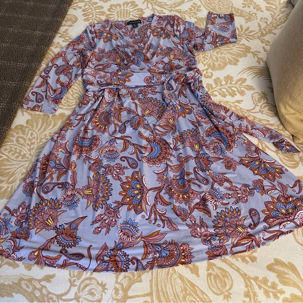 A Pea in the Pod Faux Wrap Floral and Pasley Dress